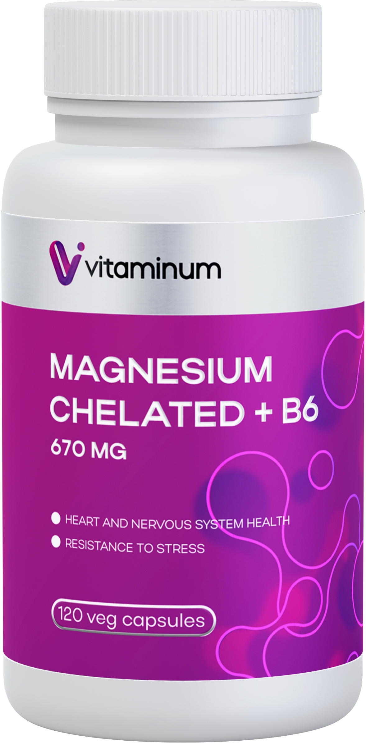  Vitaminum МАГНИЙ ХЕЛАТ + витамин В6 (670 MG) 120 капсул 800 мг  в Серове